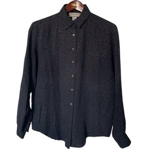Jonathan Martin Women’s Black RETRO 80’s Button down blouse Size M 100% SILK